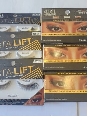 Ardell Insta-Lift False Eyelashes - Wishful (Black) Set Of 6 New